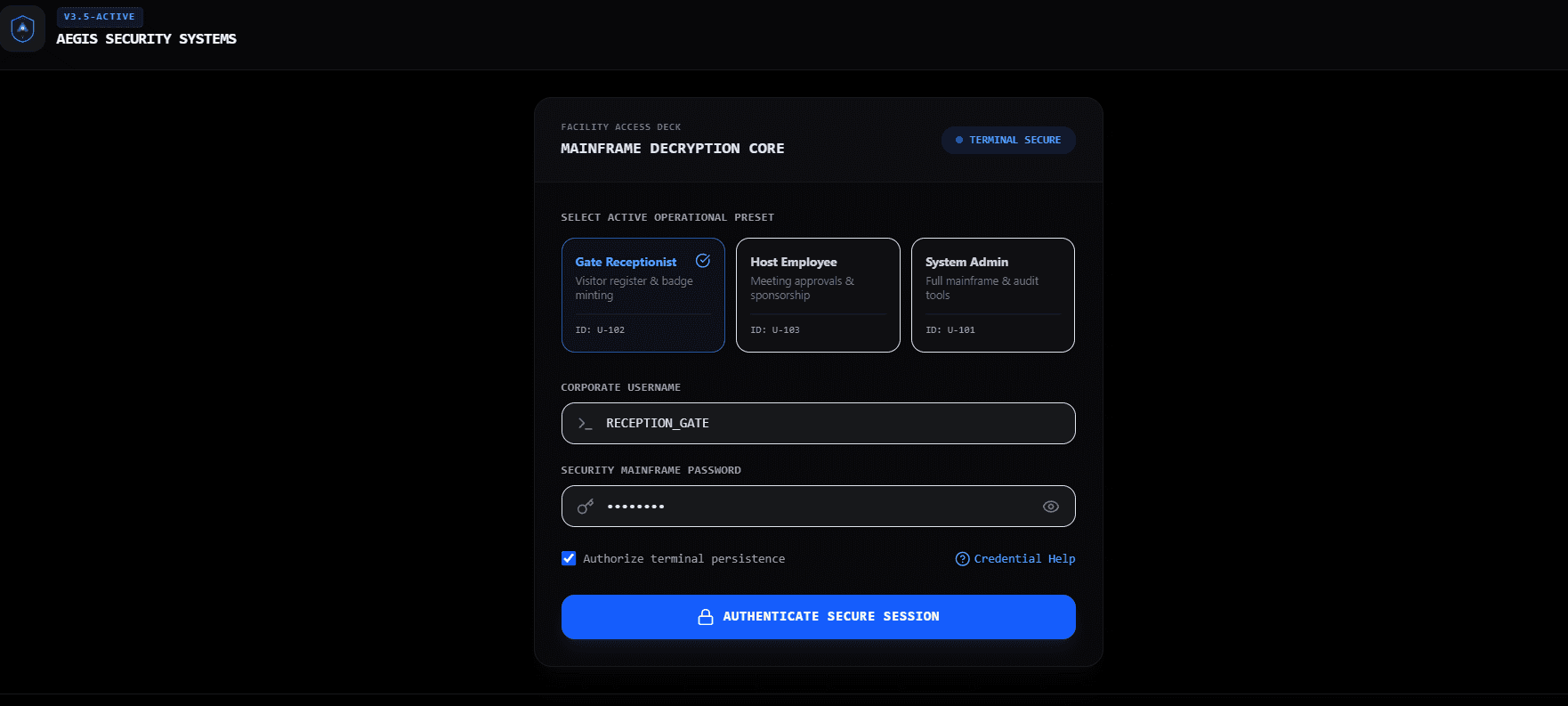 AEGIS Visitor Management System screenshot
